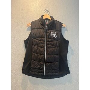 NFL Team Apparel Las Vegas Raiders Womens Black Quilted Puffer Vest Small